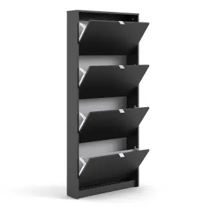 Shoes Shoe cabinet  w. 4 tilting doors and 1 layer Matt Black