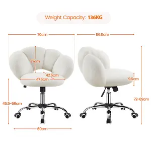 Yaheetech Upholstered Desk Chair with Cloud Shaped Backrest - White