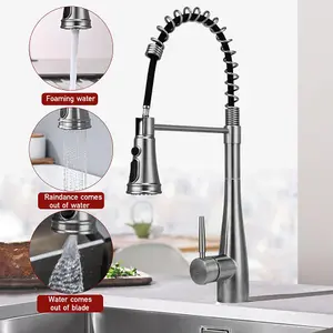 Silver Pre-rinse Pull-Down Swivel Kitchen Mixer Tap Faucet