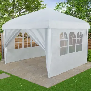 Garden Vida White Pop up Gazebo With Sides (H)2.6m (W)2.5m (D)2.5m Garden Outdoor Marquee Party Tent