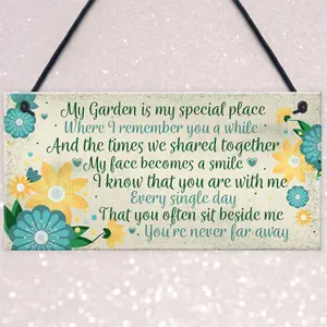 Red Ocean Garden In Memory Of Mum Nan Friend Memorial Gifts Poem Sign Hanging Wall Shed Memorial Plaque Keepsake