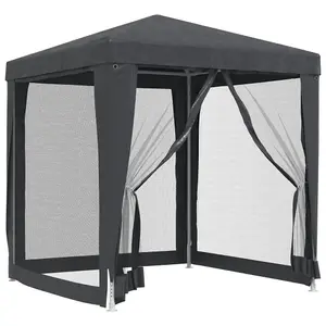 Berkfield Party Tent with 4 Mesh Sidewalls Anthracite 2x2 m HDPE