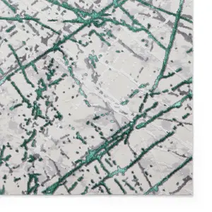 Green Silver Abstract Modern Easy To Clean Rug For Living Room Bedroom & Dining Room-120cm X 170cm