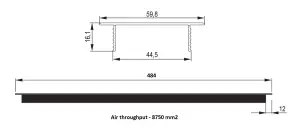 Aluminium vent grill kitchen plinth / worktop heat - white - 480x60