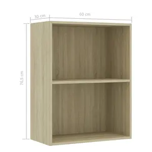 Berkfield 2-Tier Book Cabinet Sonoma Oak 60x30x76.5 cm Engineered Wood