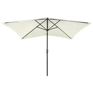 Berkfield Parasol with LEDs and Steel Pole Sand 2x3 m