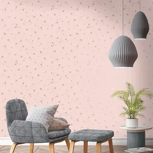 Crown Starlight Stars Wallpaper Pink / Gold M1492