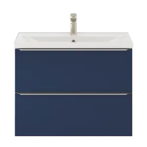 GoodHome Imandra Slimline Matt Blue Wall-mounted Bathroom Cabinet (H) 600mm (W) 800mm