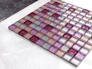 Glass mosaic on mesh for bathroom or kitchen 300mm x 300mm - Barbie