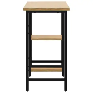 Berkfield Computer Desk Black and Light Oak 80x40x72 cm MDF and Metal