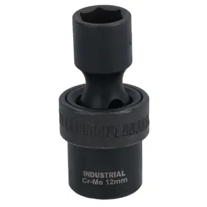 12mm 3/8in Drive Universal Swivel Wobble Metric Impact Shallow Socket