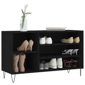 Berkfield Shoe Cabinet Black 102x36x60 cm Engineered Wood