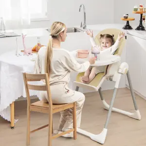 Costway 4-in-1 Baby High Chair Foldable Feeding Chair w/ 7 Heights 4 Reclining Angles