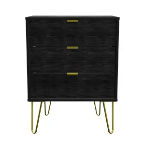 Fuji 3 Drawer Chest in Black Matt (Ready Assembled)