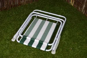 Lightweight Folding Chair Picnic Green & White Stripe Festival Portable Outdoor