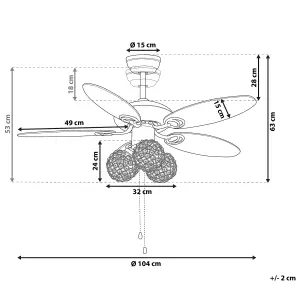 Ceiling Fan with Light Brown HEILONG