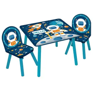 URBNLIVING 53cm Height Kids Wooden Table & 2 Chairs Space Themed Toddlers Junior Play Desk Set