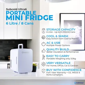 Subcold Ultra 6L Mini Fridge - White