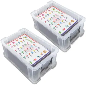 2 x 15 Litres Multipurpose Strong Reinforced Clear Snap Closure Storage Containers With Lids & Handles