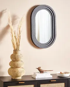 Beliani Retro Wall Mirror MASSILLY Black