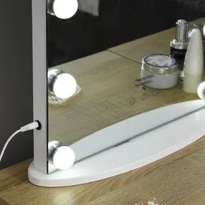 HOMCOM Hollywood Makeup Mirror with Led Light Dimmer Cosmetic Beauty Stage