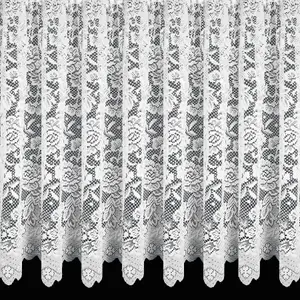 Home Curtains Balmoral Floral Heavyweight Net 300w x 183d CM Cut Lace Panel White