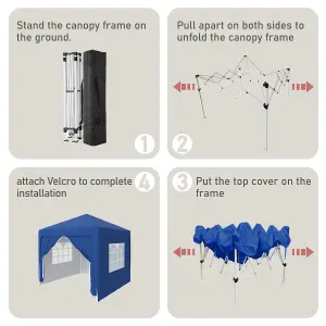 SunDaze Garden Pop Up Gazebo Party Tent Camping Marquee Canopy with 4 Sidewalls Carrying Bag Blue 3x3M