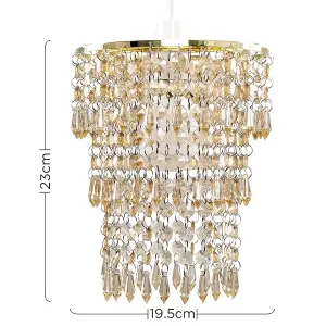 ValueLights Modern Decorative Gold And Champagne Jewel Acrylic Bead Ceiling Pendant Light Shade