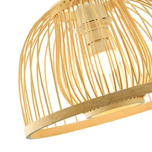 Classic Birdcage Rattan and Bamboo Pendant Light Shade with Inner and Outer