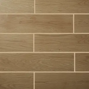 Colours Arrezo Beige Matt Wood effect Textured Porcelain Indoor Wall & floor Tile, Pack of 14, (L)600mm (W)150mm