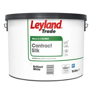 Leyland Trade Contract Brilliant White Silk Emulsion paint, 10L