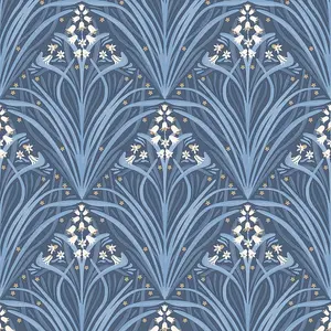 Elegance Bellflower Wallpaper Navy Blue M66101