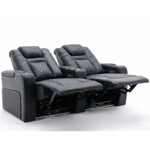 Broadway 2 Seater Electric Recliner Cinema Sofa USB Charging Led Base (Black)