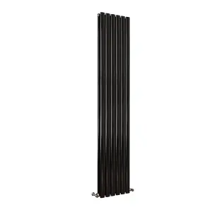 Vertical Black Double Oval Panel Radiator (H)1800mm x (W)354mm, 6908 BTU.