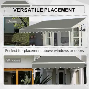 2.5M x 2M Retractable Awning, Manual Awnings for Patio Sun Shade Shelter, Grey