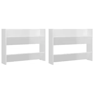 Wall Shoe Cabinets 2 pcs High Gloss White 80x18x60 cm Engineered Wood