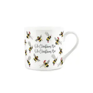 Purely Home 'Oh Christmas Bee' Watercolour China Mug, Festive Fun Gift