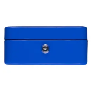 Hardys Metal Cash Box Money Bank Deposit Steel Tin Security Safe Petty Key Lockable - 8" Blue