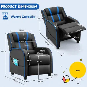 Costway Kids Recliner Chair Toddler Ergonomic PU Leather Sofa Couch Upholstered Armchair