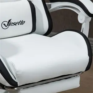 Vinsetto Racing Gaming Chair, Reclining PU Leather Computer Chair With 360 Degree Swivel Seat, Footrest, Removable Headrest White And Black | Aosom UK