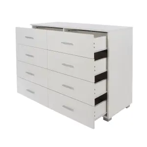 Lido 4+4 drawer wide chest of drawer, White