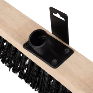 Hardys Sweeping Brush Head Replacement - Garden Yard Stiff Bristle Brush, Hard Beech Stock, Fitted Bracket - 30cm x 6cm x9cm