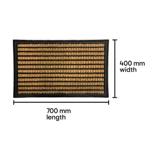 Mighty Mats® Natural & Black Boucle Striped Door mat, 70cm x 40cm