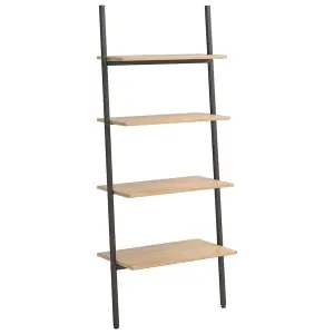 Berkfield 4-Tier Leaning Shelf Light Brown and Black 64x34x150.5 cm