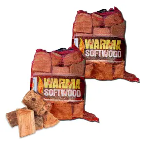 2 x 25L Net Warma Softwood Kiln Dried Firewood Pizza Oven Chimenea Open Fires Stove Log Burners