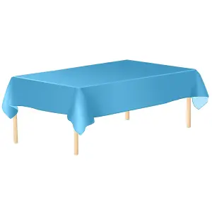 Light Blue Plastic Table Cover, Disposable Wipe Clean Waterproof Tablecloth - 54"x108"