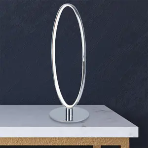 First Choice Lighting Polished Chrome LED Oval Table Lamp