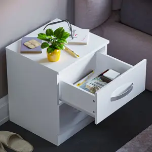 Arkadij 2 Drawer Beside Table With Metal Runners, Modern Bedroom Storage Cabinet White