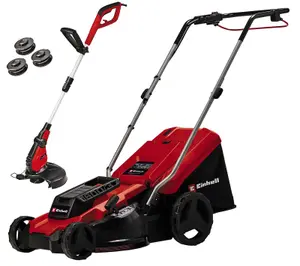 Einhell 37cm Lawnmower 1600W Corded Electric + Corded Garden Strimmer 30cm 450w