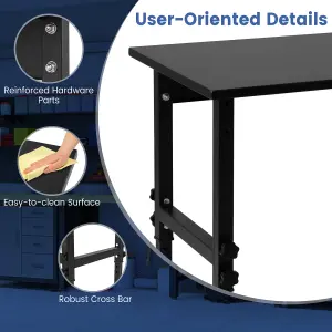 Costway 120cm Adjustable Workbench Heavy-duty Workstation W/ Bamboo Top & Lockable Casters